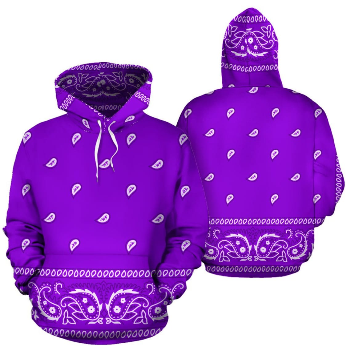 Purple Bandana Style Unisex Hooded Sweatshirt Crip Purple Etsy