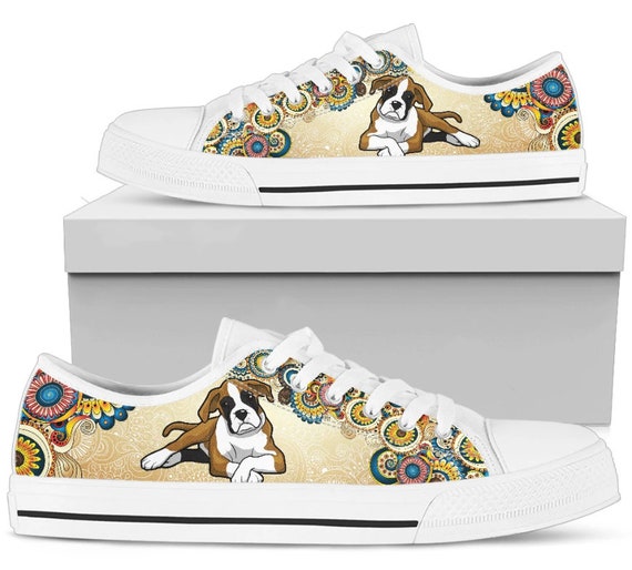 Boxer Dog Shoes Women's Lowtop Shoes Boxer Dog Print Etsy