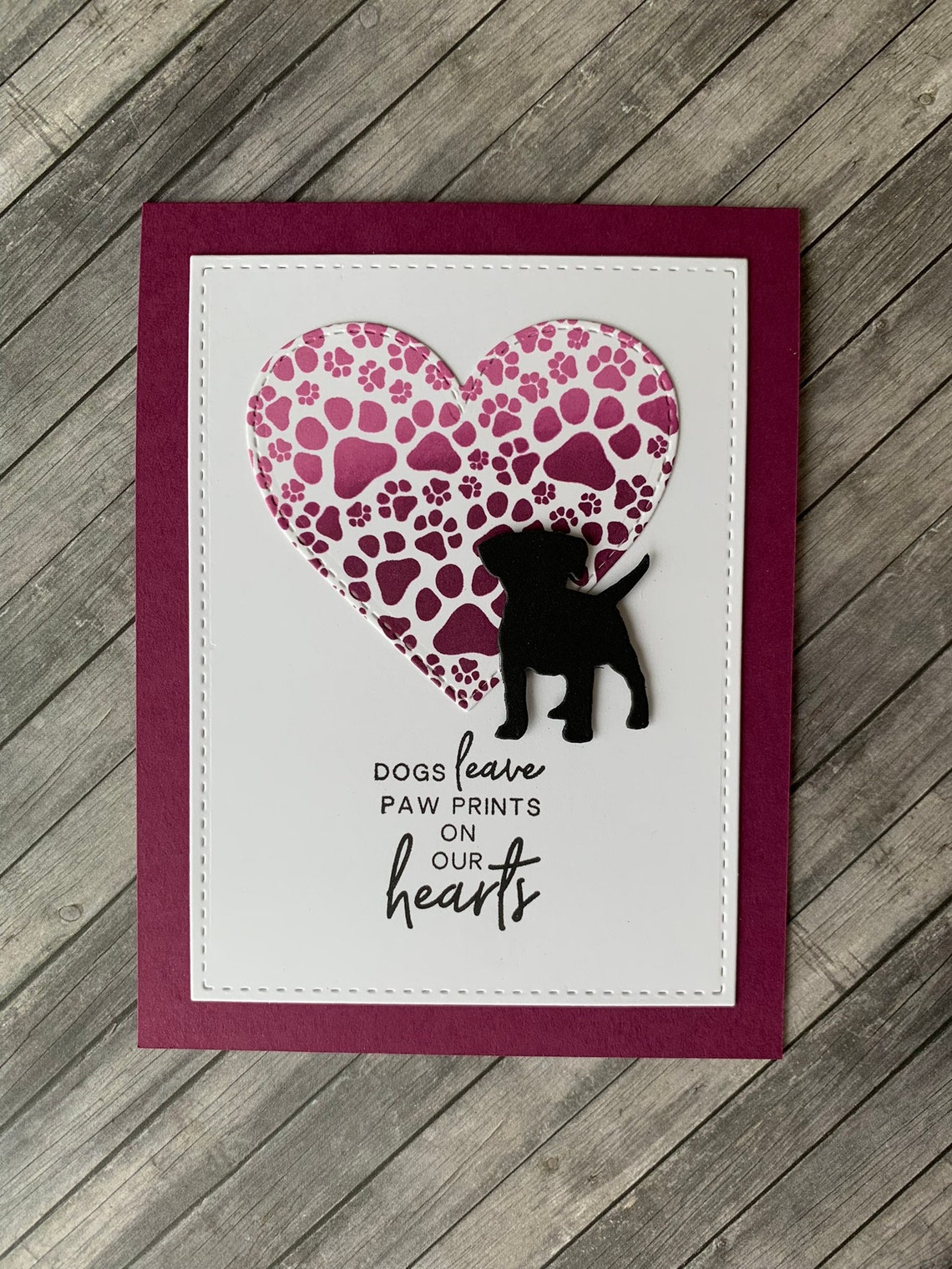Paw Prints on Our Hearts Card Etsy