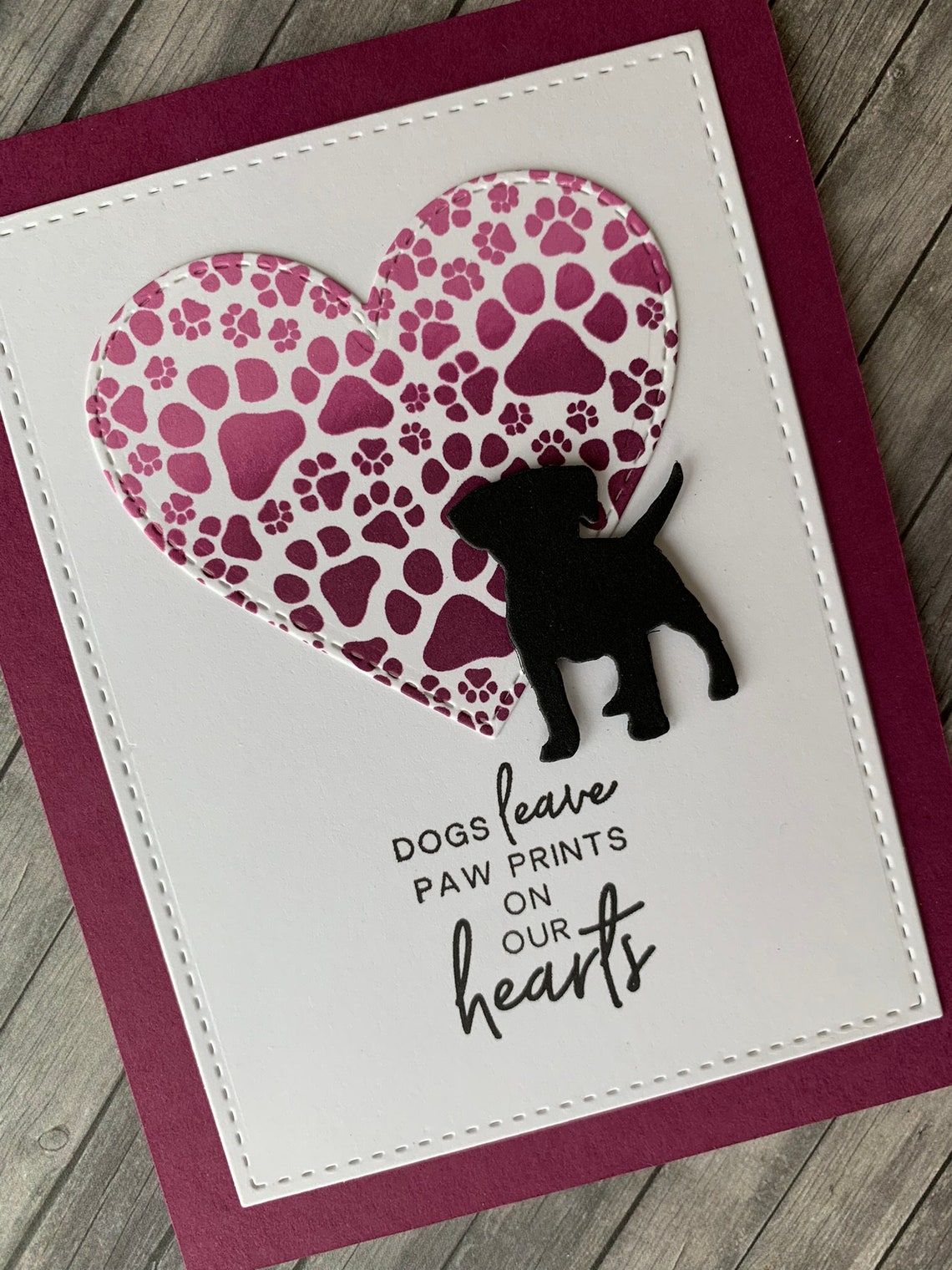 Paw Prints on Our Hearts Card Etsy