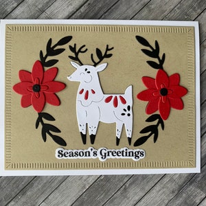 Folk Art Reindeer - Season&#39;s Greetings Card