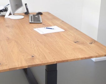 Desk electrically height-adjustable Office table Office furniture Office table Oak metal solid Furnishing
