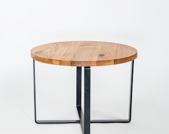 Coffee table round metal side table bedside table coffee table sofa table oak wood loft vintage solid bar cafe restaurant