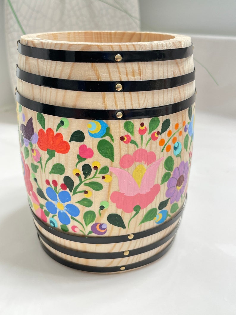 Hand Painted Matyo Design Wooden Barrel - Etsy