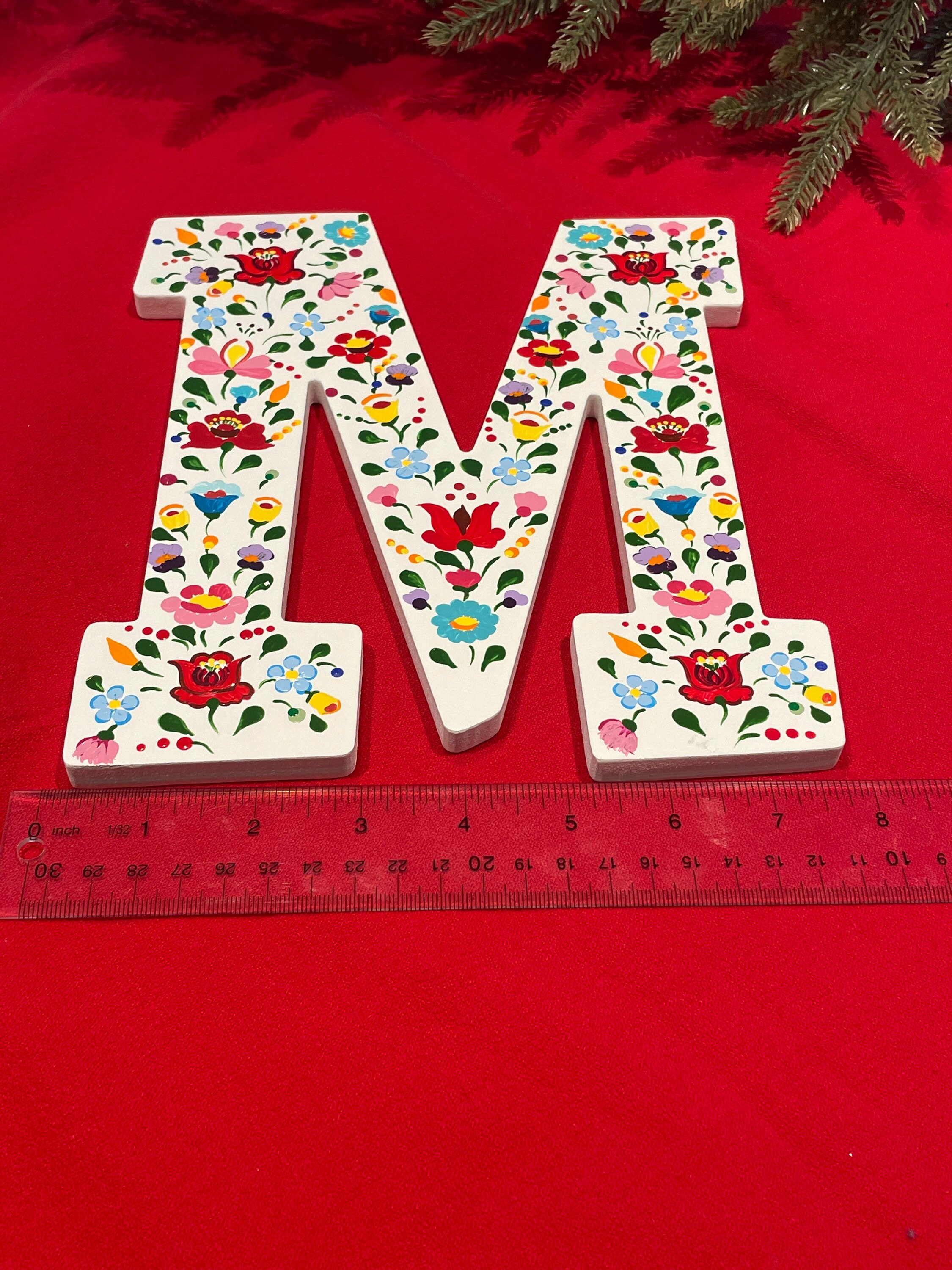 Hand Painted Kalocsai Folk Art Letter M Etsy