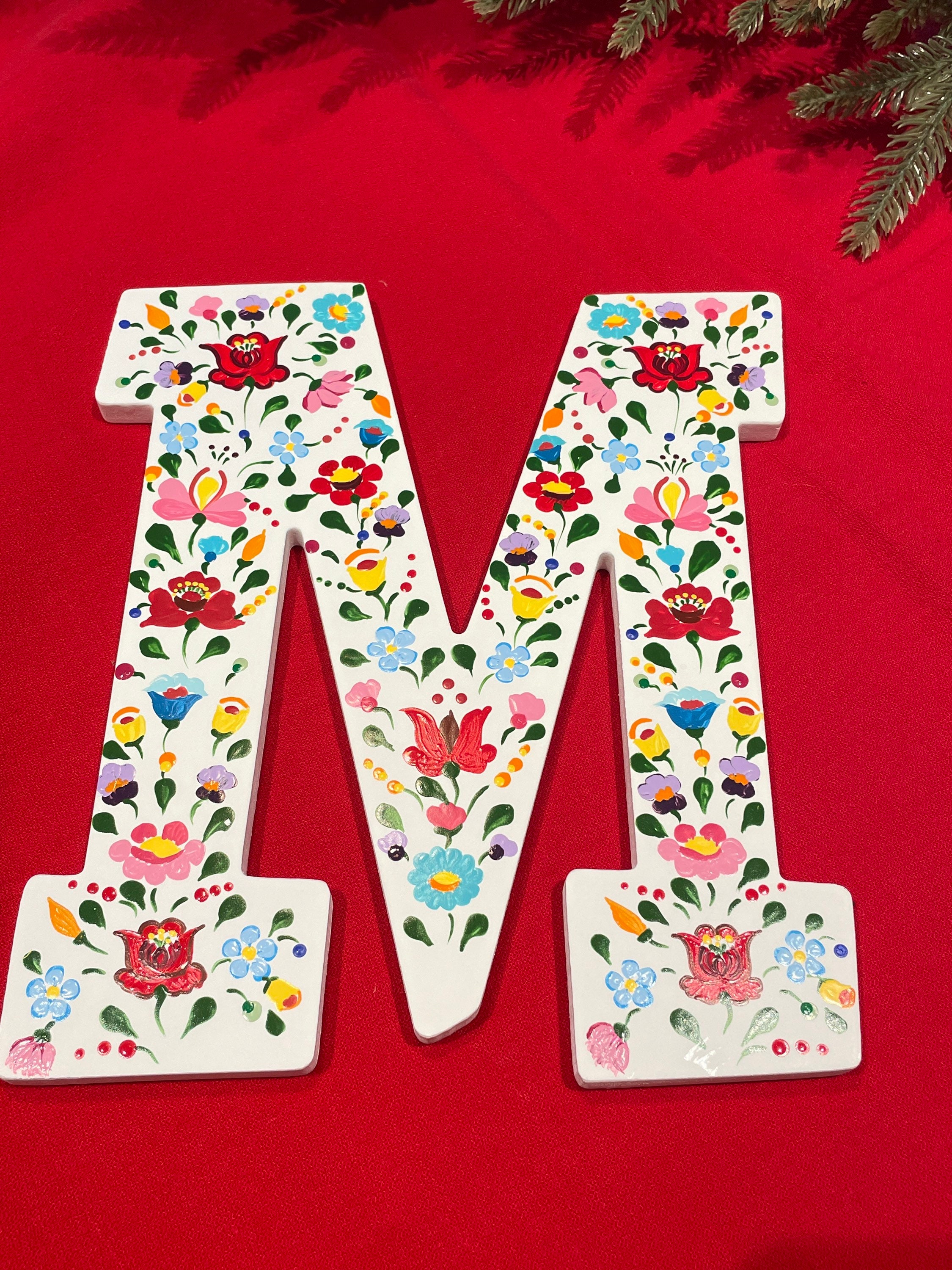 Hand Painted Kalocsai Folk Art Letter M Etsy