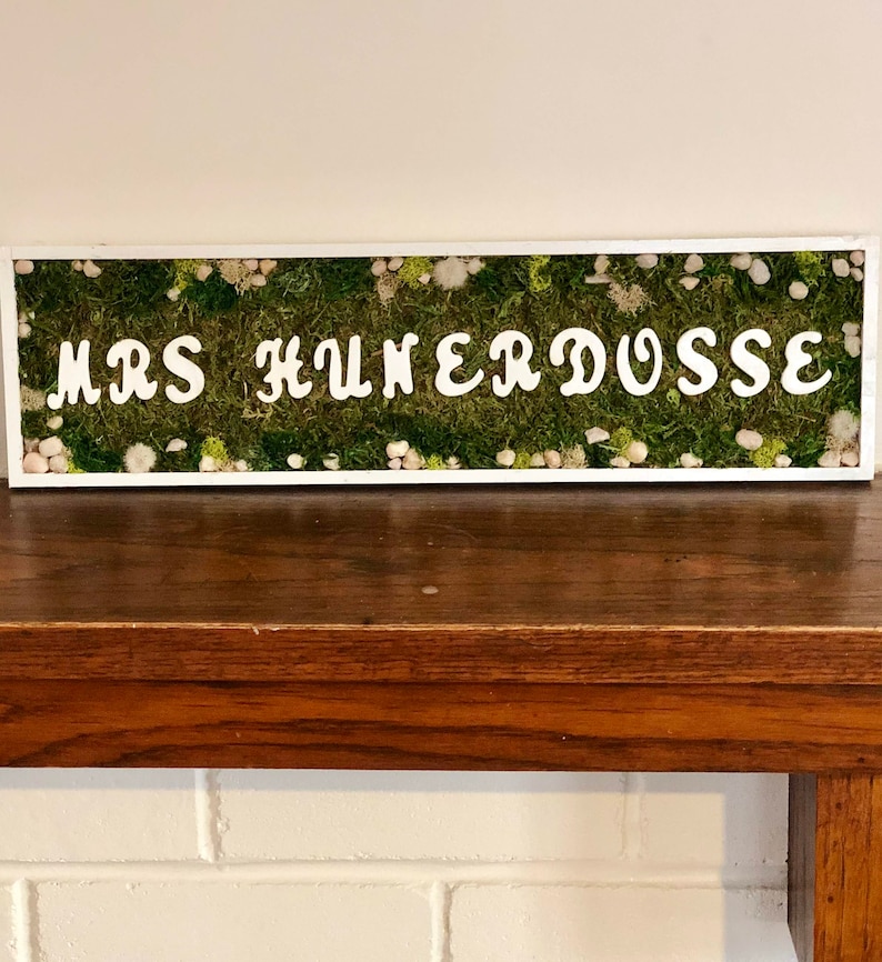 Last Name Sign Succulent Gift Name Moss Art Personalized Gift Personalized Wood Sign Preserved Moss Sign Family Name Sign Family Gift