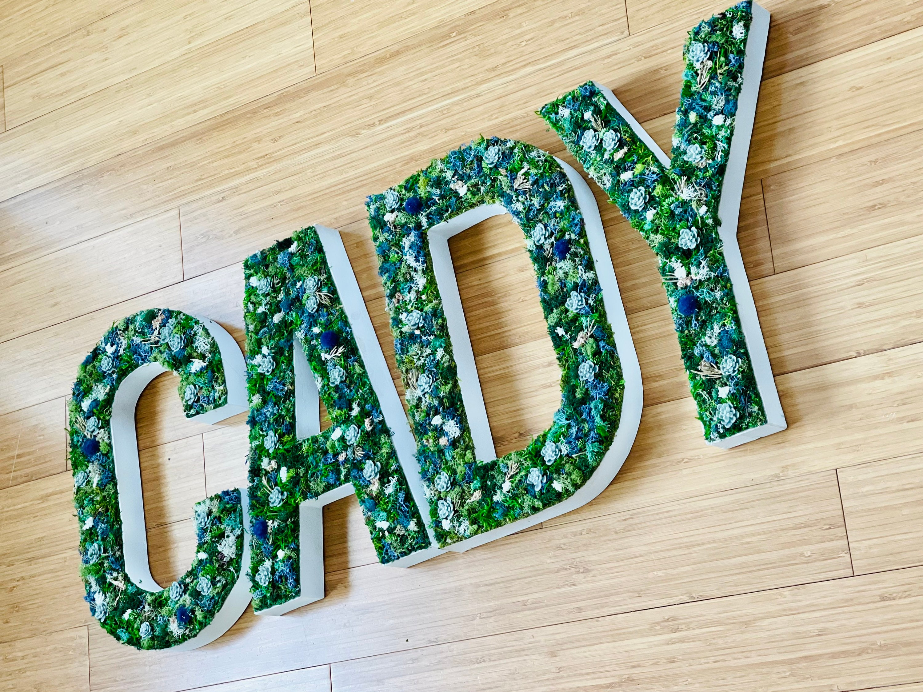 Moss Wall Art, Paper Mache Letters, Plant Wall Sign, Nursery Name