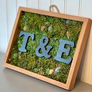 Custom Preserved Moss Name Sign, Personalized Moss Wall Art, Framed Name Sign, Nursery Wall Decor, Rustic Wedding Decor, Moss Wall Art