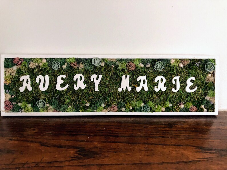 Last Name Sign Succulent Gift Name Moss Art Personalized Gift Personalized Wood Sign Preserved Moss Sign Family Name Sign Family Gift