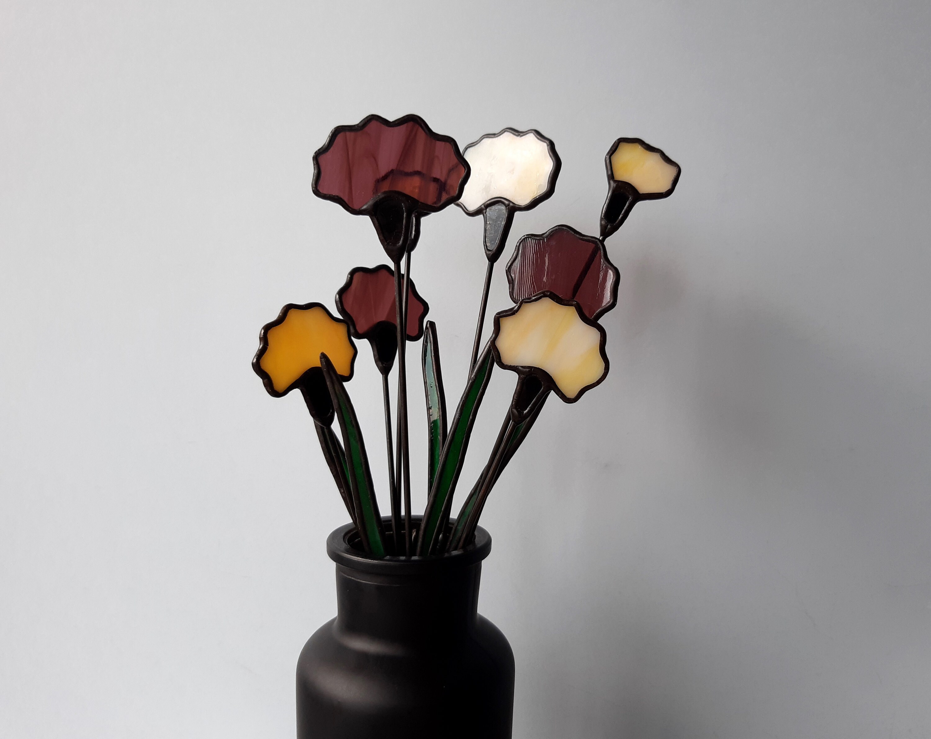 Glass Flower Decor Carnation Bouquet Everlasting Stained Etsy