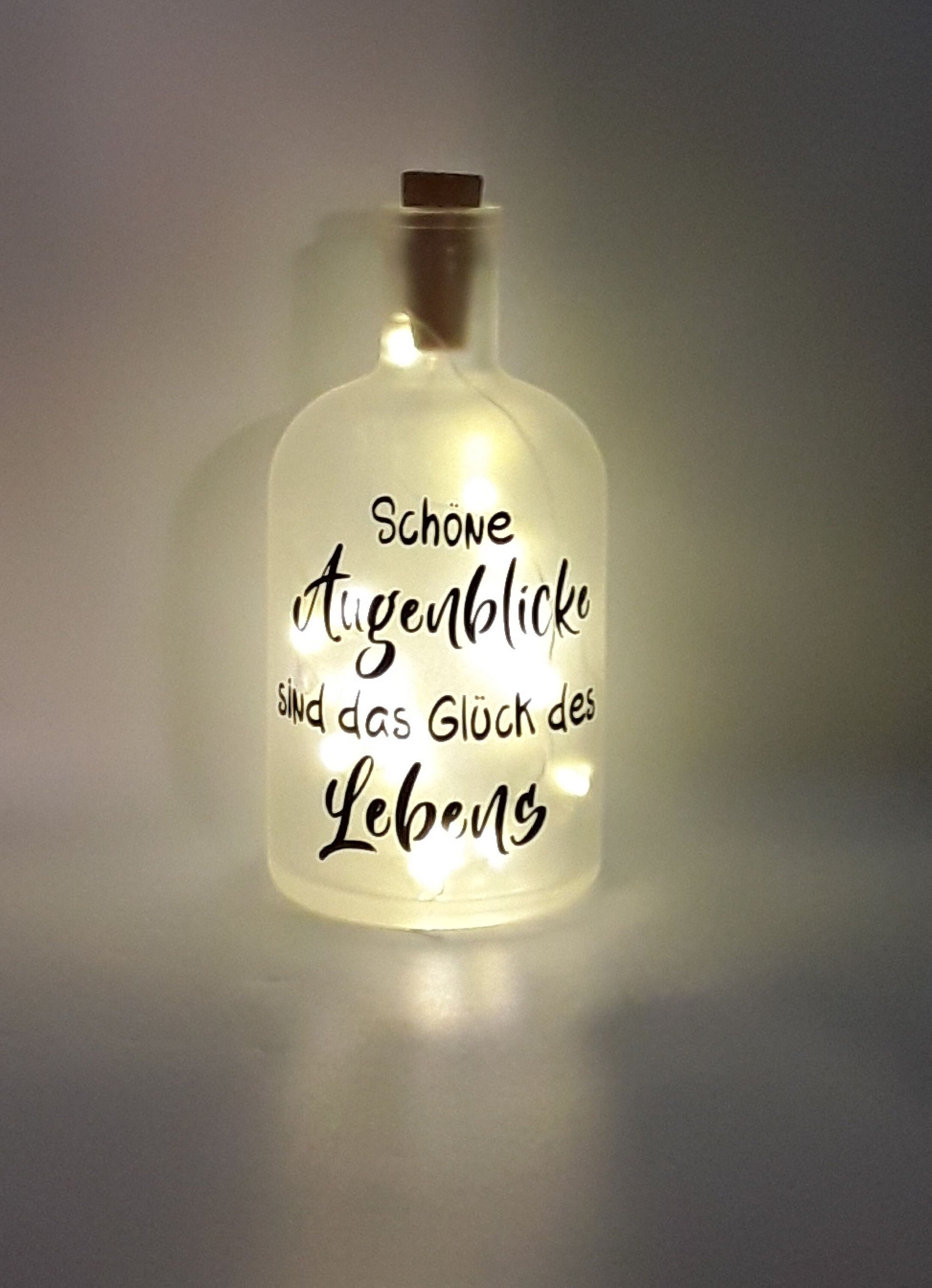 Leuchtflasche mit Spruch Dekoflasche mit Beleuchtung Etsy