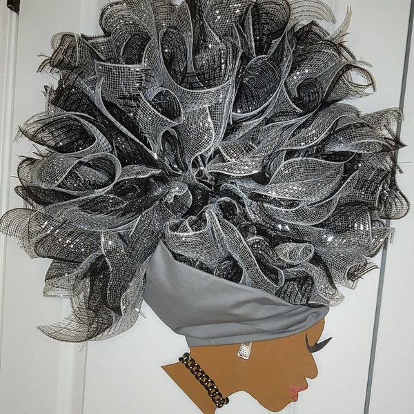 Silver and Black Diva Wreath