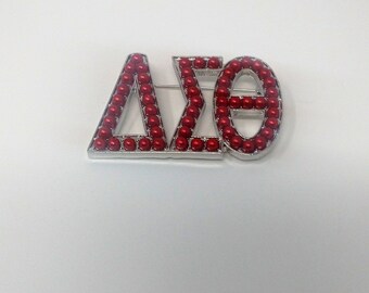 Delta Sigma Theta Sorority Pin, DST Paraphernalia, Crossing Gift, Delta Sigma Theta Brooch, DST Greek Letter Red Pearl Pin