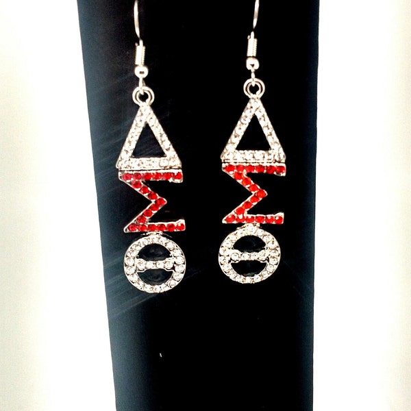 Delta Sigma Theta Sorority Earrings, Greek Paraphernalia, DST 1913, Delta Sigma Theta Sorority Silver Earrings, Delta Sigma Theta Rhinestone