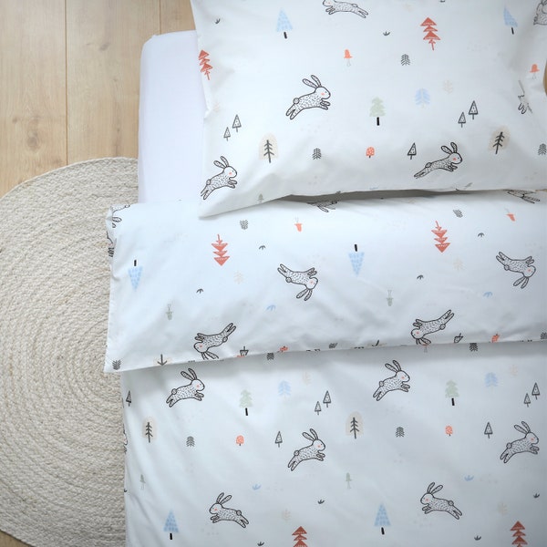 Housse de couette et taie d'oreiller pour enfants en coton 100% organique, 120 x 150 cm - 47 x 59 inches Parure de lit
