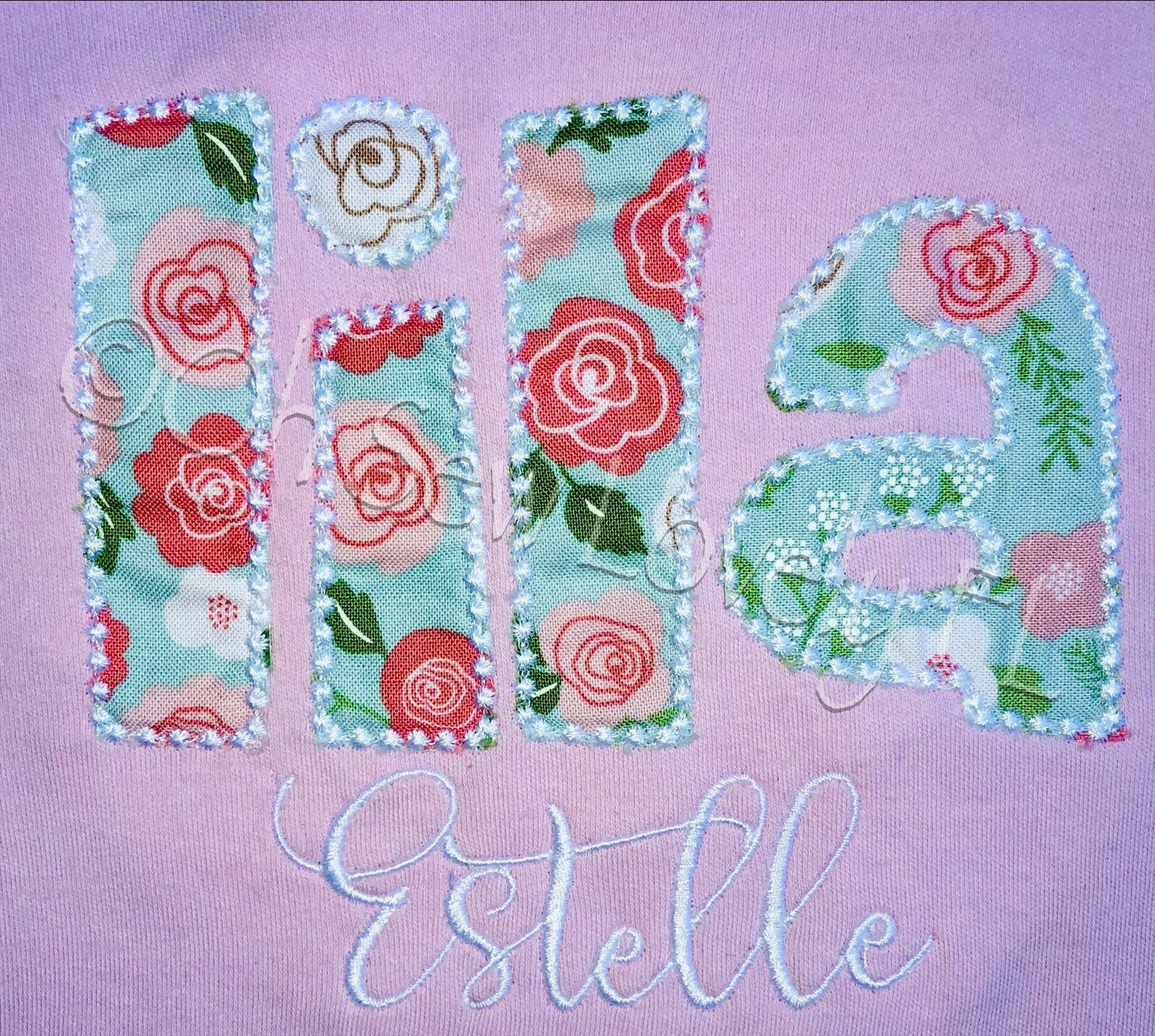 Girls Custom Name Appliqué and Embroidery Shirt Etsy