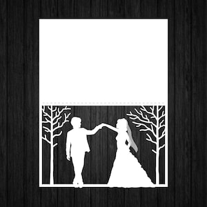 Couple Under the Tree Card SVG PNG for Cricut and Silhouette, Bride and Groom Wedding Invitation Svg
