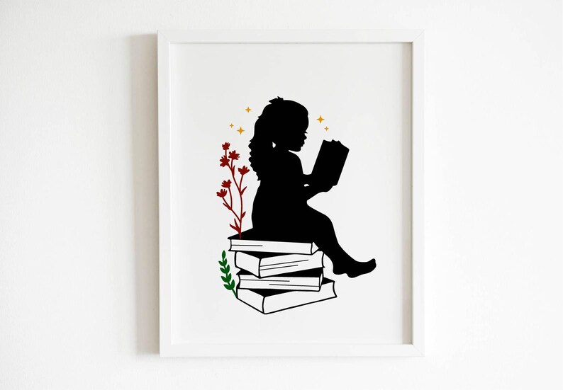 Girl Reading SVG PNG for Cricut and Silhouette, Book Lover Svg, Love ...