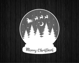 Christmas Forest Snow Globe SVG PNG for Cricut and Silhouette, Snow Globe File Cut, Winter Scenery Svg, Feliz Navidad Svg, Christmas Globe