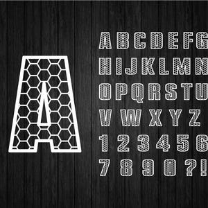 Honingraat alfabet SVG voor Cricut en silhouet, honingraat monogram Svg, honingraat patroon Svg, honingraat bestand gesneden Svg, Honey Bee Svg