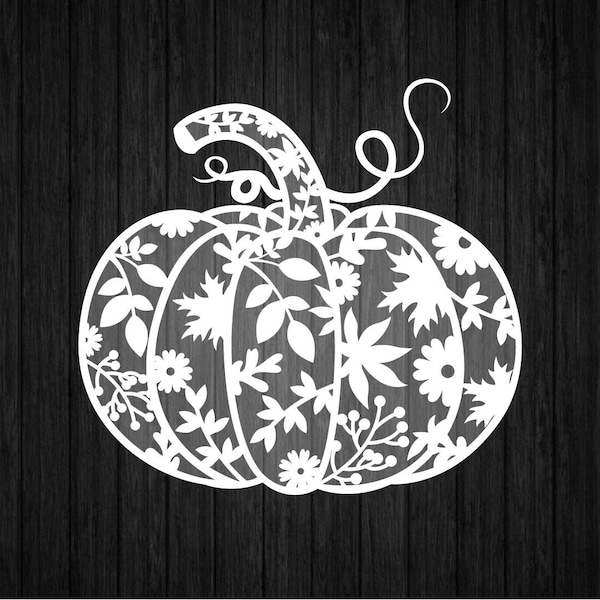 Szablon dyni jesienny SVG PNG dla Cricut i Silhouette, plik cięcia dyni, jesienny clipart Svg, dynia cięta laserowo Svg, szablon dyni Svg