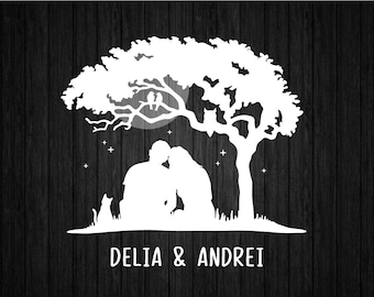 Couple Under the Moon SVG PNG for Cricut and Silhouette, Couple Name Svg, Couple Template Svg, Couple Clipart Svg, Couple Silhouette Svg