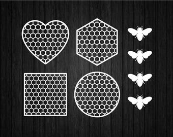 Honeycomb Bundle SVG PNG for Cricut and Silhouette, Honeycomb Coasters Svg, Honeycomb Template File Cut, Honeycomb Pattern Svg