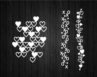Valentine's Day Border Bundle SVG PNG for Cricut and Silhouette, Heart Template Svg, Heart Clipart Svg, Heart Stencil Svg, Heart Sticker Svg