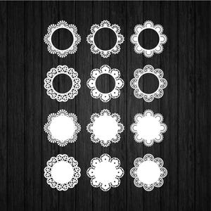 12 Lace Doilies Set SVG PNG for Cricut and Silhouette, Lace Doily Svg, Wedding Doily Svg, Place Card Doily Svg, Doily Pattern Svg, Doily Svg