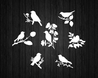 Birds on Branches Bundle SVG PNG for Cricut and Silhouette, Birds Bundle Svg, Birds Clipart Svg, Birds Template Svg, Birds Digital File Cut