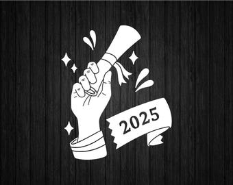 Diploma de graduación 2025 SVG PNG para Cricut y Silhouette, Diploma de estudiante SVG, Camiseta de graduación SVG, Clase de 2025, Marco de graduación SVG