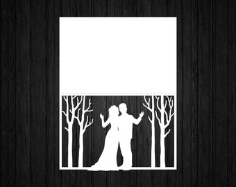 Couple Under the Tree Card SVG PNG for Cricut and Silhouette, Wedding Invitation Svg, Bride and Groom Svg, Wedding Card Svg, Wedding Frame
