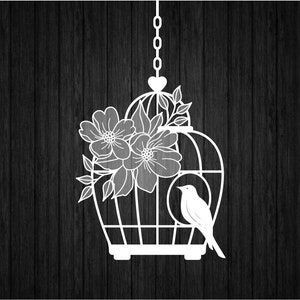 Birdcage with Flowers SVG PNG for Scrapbook Cricut and Silhouette, Birdcage Template Svg, Floral Birdcage Svg, Botanical Birdcage Svg