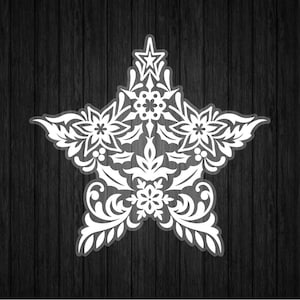 Belle étoile de Noël SVG PNG pour Cricut et Silhouette, ornement de Noël Svg, Noël pochoir Svg, étoile de Noël modèle Svg