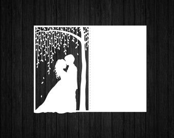 Couple Under the Tree Card SVG PNG for Cricut and Silhouette, Wedding Invitation Svg, Bride and Groom Svg, Wedding Card Svg, Wedding Frame