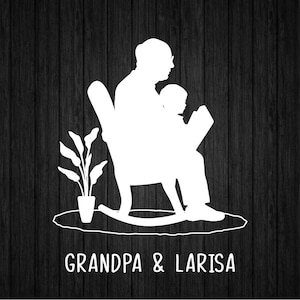 Avô lendo para sua neta SVG PNG para Cricut e Silhouette, Vovô Svg, Avô Svg, Neta Svg, Camiseta do Vovô Svg