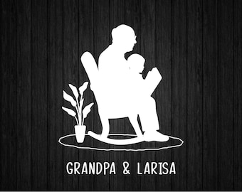 Abuelo leyéndole a su nieta SVG PNG para Cricut y Silhouette, Abuelo Svg, Abuelo Svg, Nieta Svg, Abuelo T-shirt Svg