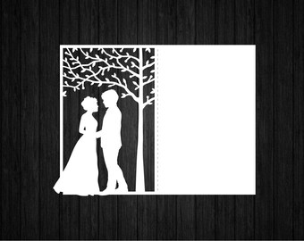 Couple Under the Tree Card SVG PNG for Cricut and Silhouette, Wedding Invitation Svg, Bride and Groom Svg, Wedding Card Svg, Wedding Frame
