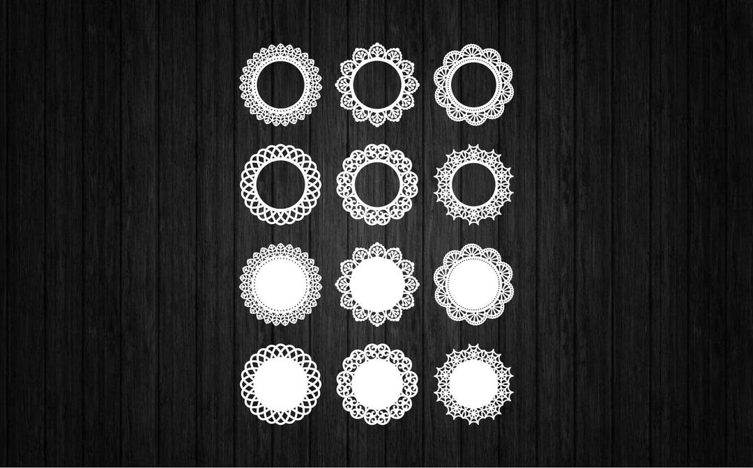 12 Lace Doilies Set SVG PNG for Cricut and Silhouette, Lace Doily Svg ...