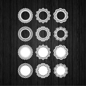 12 Lace Doilies Set SVG PNG for Cricut and Silhouette, Lace Doily Svg, Wedding Doily Svg, Place Card Doily Svg, Doilie Pattern Svg