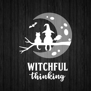 Mond Hexe mit Katze SVG PNG für Scrapbook Cricut und Silhouette, Halloween Vorlage SVG, Halloween T-shirt svg, Halloween Clipart svg