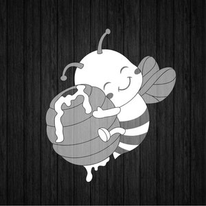 Schattige bij knuffelen een bijenkorf SVG PNG voor Cricut en silhouet, Bee Clipart Svg, Bee bestand knippen, Bee Hive Svg, Bee naam Svg, Baby Bee sjabloon Svg