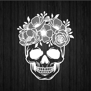 Floral Skull SVG PNG for Cricut and Silhouette, Dia de Los Muertos Svg, Sugar Skull Svg, Skull Flowers Svg, Halloween Skull Template Svg