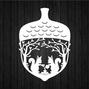 Gland avec deux écureuils buvant du thé PNG SVG pour Cricut et Silhouette, écureuils glands cadre Svg, modèle gland, fichier numérique de sac gland