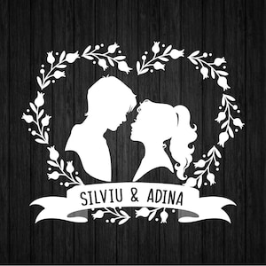 Wedding Couple SVG PNG for Cricut and Silhouette, Mr & Mrs Svg, Wedding Heart Svg, Bride Groom Svg, Mr Mrs Monogram Svg, Wedding Frame Svg