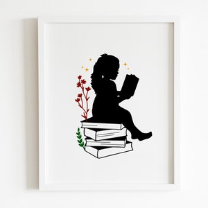 Girl Reading SVG PNG for Cricut and Silhouette, Book Lover SVG, Books ...
