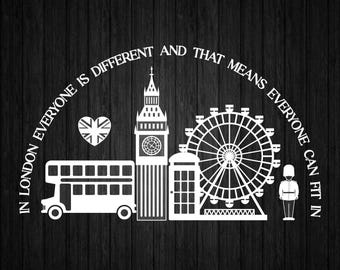 London Travel Frame SVG PNG for Cricut and Silhouette, London Eye Svg, London Template Svg, London Clipart Svg, London T-shirt Svg