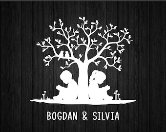Children Reading Under The Tree SVG PNG for Cricut and Silhouette, Books Lover Svg, Love Reading Svg, Girl Reading Svg, Boy Reading Svg
