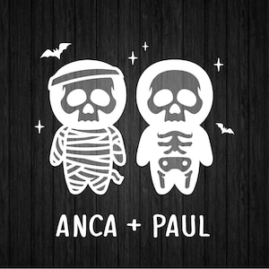 Halloween skelet paar SVG PNG voor Cricut en silhouet, skelet jongen Svg, skelet meisje Svg, Halloween T-shirt Svg, skelet Clipart